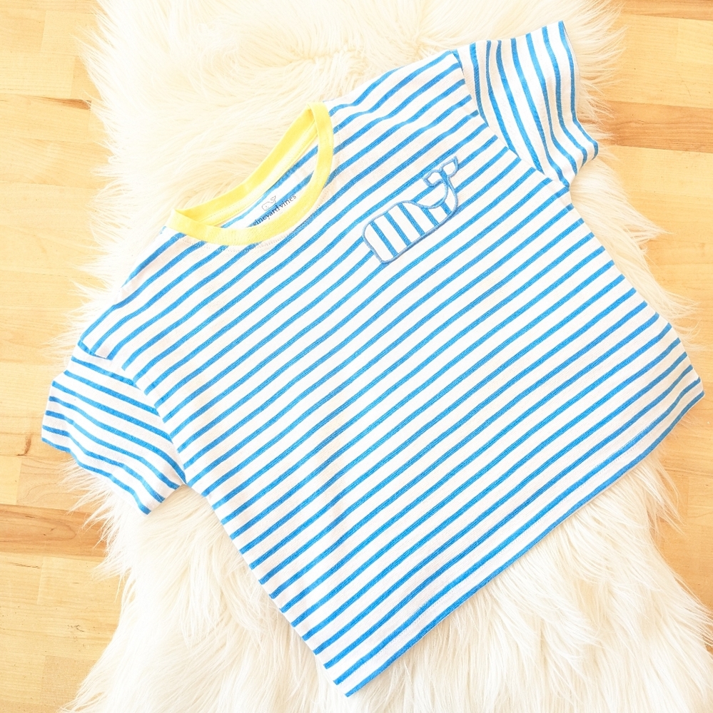 {Vineyard Vines} Girls Boxy Whale Patch Tee  blue keel